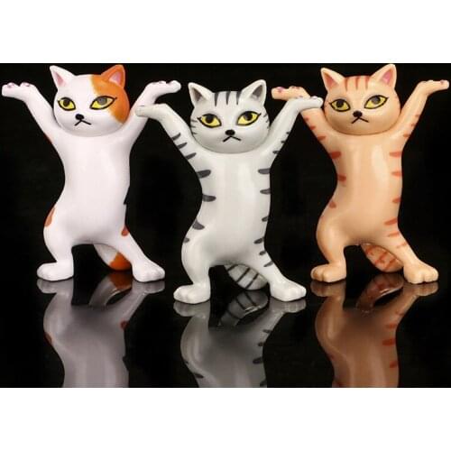 Kawaii Black Cat Pen Holders Mobile Phone Holder Without Coffin Stacked Toy Cute Car Cake Collect Ornaments Kids Adult Doll Gift