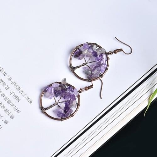 Fashion colorful natural crystal earrings amethyst rose quartz can be used for party DIY earrings couple jewelry holiday gift