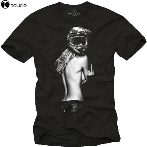 Motocross Mens T-Shirt With Sexy Pin Up Girl Mx Helmet Men Motorcycle Shirt