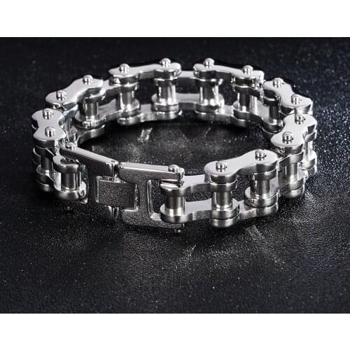 HAOYI Stainless Steel Motorcycle Locomotive chain Bracelets Rock Boutique Plating Silver color Plating color Bike Mens