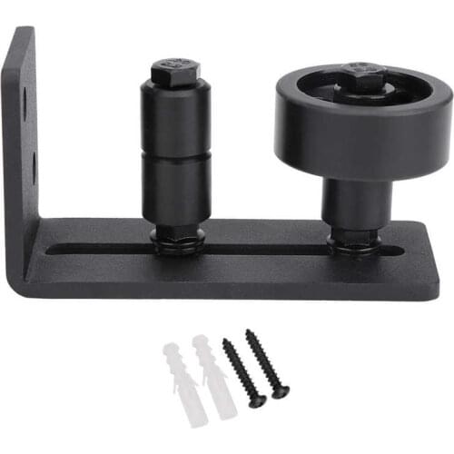 Adjustable Black Carbon Steel Sliding Barn Door Floor Guide Smooth Sliding Floor Bottom Plate Guide Rail For 3in Thickness Door