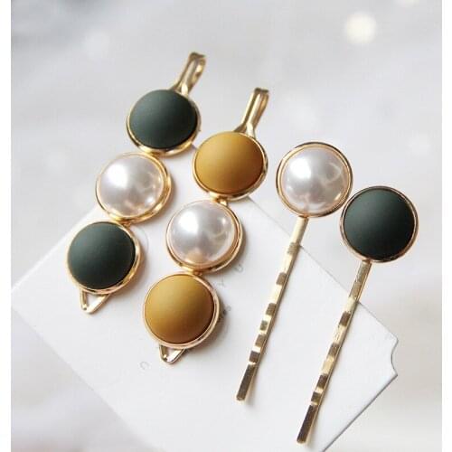 New Fashion Hot Japanese Ins Cute Candy Bean Pearl Bangs Hairpin Student Accessories Girlfriend Holiday Gift