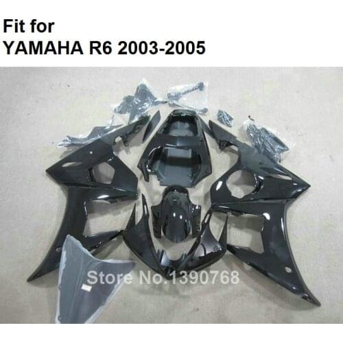 New Motorcycle Fairing Kit For YAMAHA YZF R6 2003 2004 2005 Glossy Black Plastic Fairings Set R6 03 04 05 HZ85