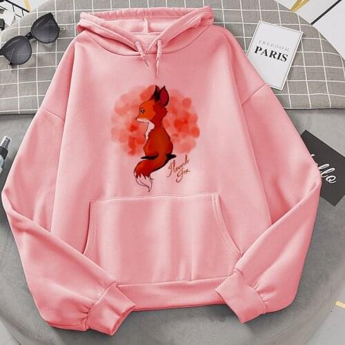 New Hoodie Harajuku Cute Fox Print Hoodies Women Ullzang Kawaii Korean Style Autumn Winter Sweatshirt 90s Hoody Female Clothing