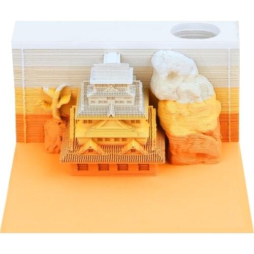 New Arrival Creative Design Paper Laser Cutting 3D Note Memo Pads Building Shaped Hand Tear off 3D Note Pad