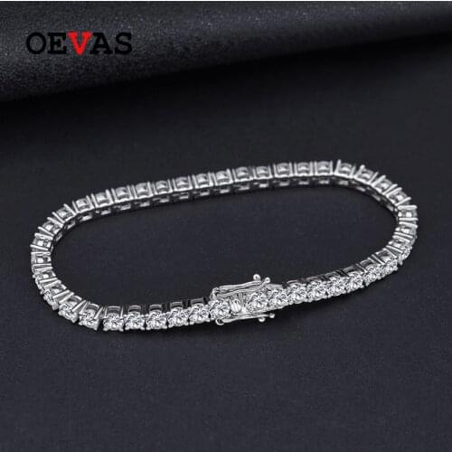 OEVAS 100% 925 Sterling Silver Created Moissanite Gemstone Bangle Charm Wedding Bracelet Fine Jewelry Wholesale Drop Shipping