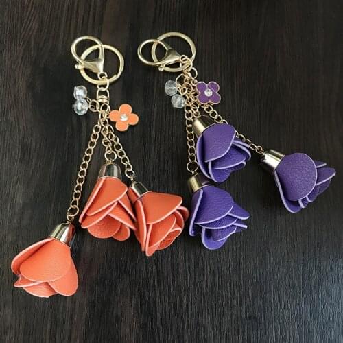 Simple and Creative Personality Simulation Rose Flower Keychain Trend Foreign Key Pendant Fashion Lady Bag Holiday Gift Pendant