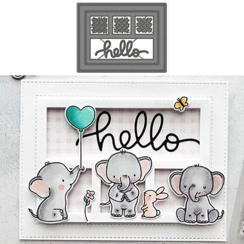 Rectangular Hollow Frame Word Hello Heart Star Flowers Decoration Metal Cutting Dies For DIY Scrapbooking Album Craft New 2019