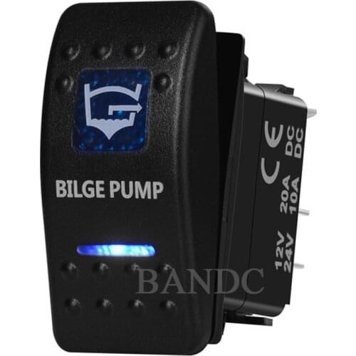 Bilge Pump Rocker Switch 5P SPST On-Off Illuminated Blue Led Light for Boat Marine Vehicle Yacht Ship, DIY Switch