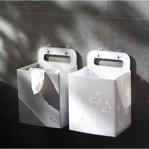 Foldable Large Laundry Basket Plastic Dirty Hamper Clothes Hanging Basket Kids Toys Organizer Closet Suction Cup Storage Barrel