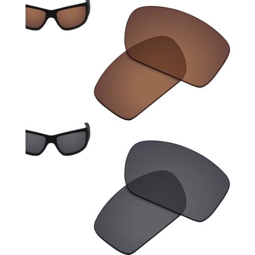 SmartVLT 2 Pairs Polarized Sunglasses Replacement Lenses for Oakley Big Taco-Earth Brown and Solid Black