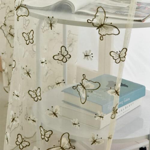 Butterfly Embroidered Pastoral Fresh Modern Curtains Drape Panel Sheer Tulle For Living Room Kids Bedroom Kitchen