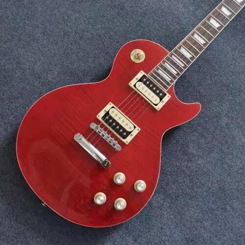 Standard Electric Guitar Red Color Tiger Maple Top Zebra Pickups Rosewood Fingerboard Silver Hardware High Quality Free Shipping