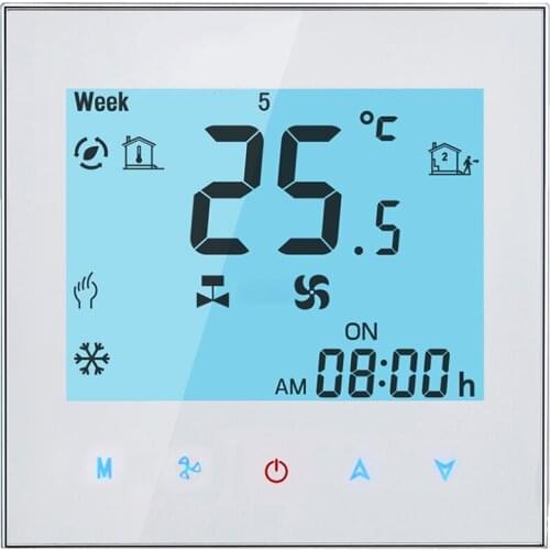 Central Air Conditioner Thermostat 2/4 Pipes Three Wind Speed Thermostat Timing Backlight Touch Screen No Wifi/Wifi Thermostat