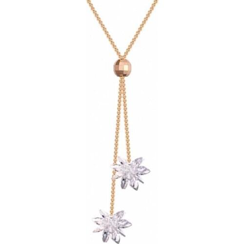 TRACYSWING Element AAA Zirconia Micro Inlays Fashion Flower Tassel Pendant 2 Color Necklace For Women Valentines Gift Th-131093