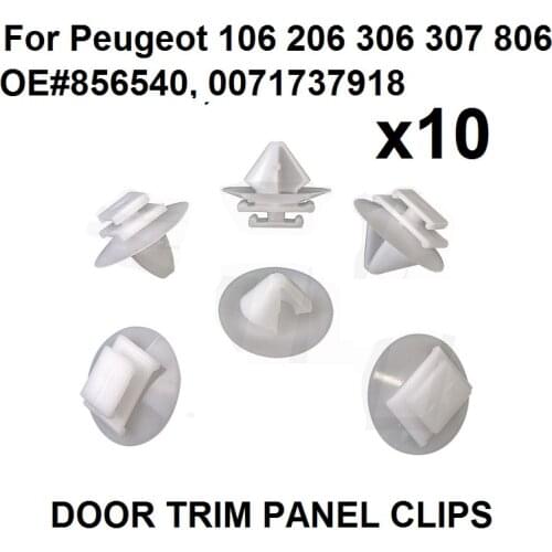 X10 For Peugeot 106 206 306 307 806 Exterior Door Side Moulding Bumpstrip Trim Clips, oe#856540, 0071737918 New