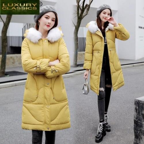 Female 2021 Long Parka Women Winter Coat Thick Down Cotton Jacket Womens Outerwear Parkas Women Winter Outwear Hiver 6808
