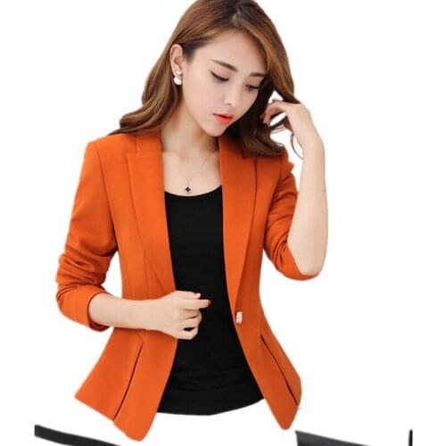 New 2021 Korean Style Women Suit Slim Blazer Long Sleeve Solid Color Small Suit Office Work Open Front Blazer Jacket top Y1010