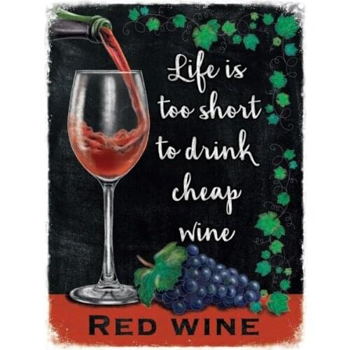 Red Wine Tin Sign Retro Bar Wall Poster Decorated with Metal Tin Billboard