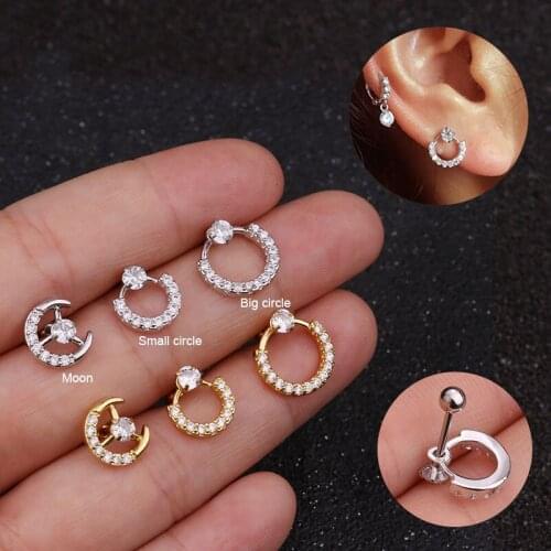 1PC Hot Gift Ladies CZ Hoop Ear Stud Cartilage Helix Piercing Earring Jewellery