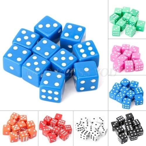 10pcs 15mm Multicolor Acrylic Cube Dice Beads Six Sides Portable Table Games Toy Drop Shipping
