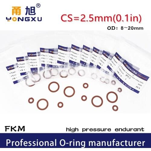 10PCS/lot Fluorine rubber Ring Brown FKM O rings Seals CS2.5mm OD8/9/10/11/12/13/14/15/16/17/18/19/20*2.5mm Seal Gaskets Washer