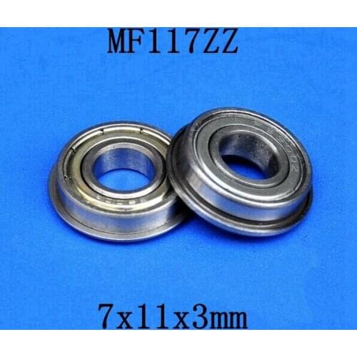 100pcs MF117ZZ flanged bearing 7x11x3 mm MF117-2Z miniature flange deep groove ball bearings 7*11*3