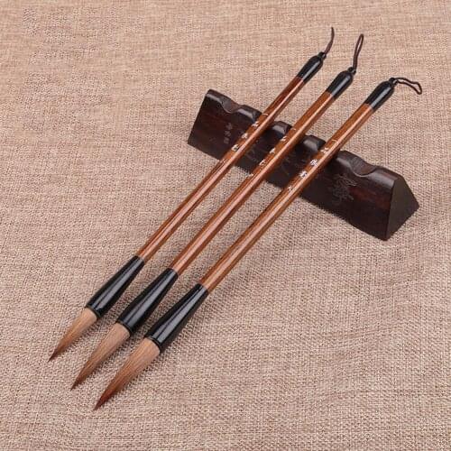 2019 New 1PC Chinese Calligraphy Brushes Pen Wolf Hair Writing Brush Wooden Handle Painting Learning Supply