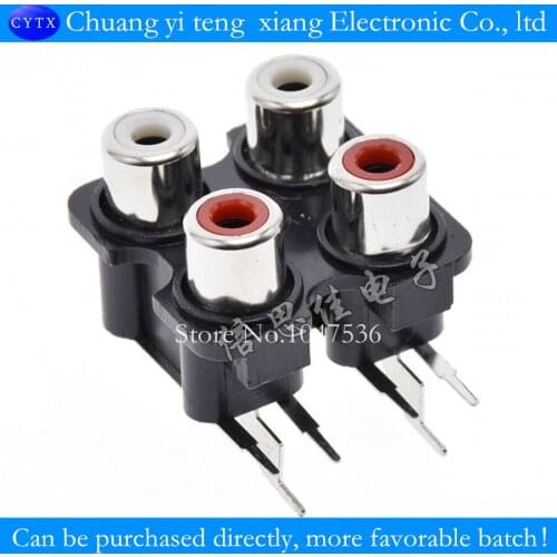 5pcs/lotAV shielded four-hole plug socket Cinch red and RCA audio and video outlets