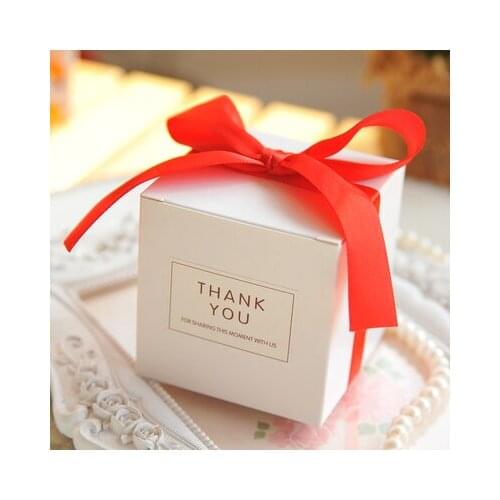 50/100PCS European Simple Atmosphere White Cube Candy Boxes Wedding Party Supplies Gift Packing Box Baby Shown Favors Gift Bag
