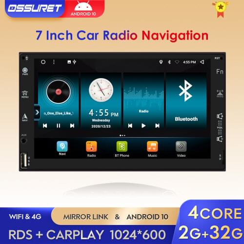 Android Auto CarPlay 7'' Android 10 2DIN Car GPS Multimedia Video Navigation Player Wifi 4G BT SWC USB Universal Stereo Radio FM