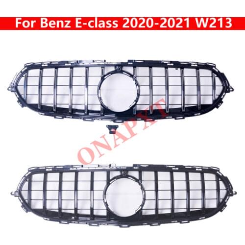 Auto Styling Middle Grille For Mercedes-Benz E-class 2020-2021 W213 GT Style ABS Front Bumper Vertical Bar Center Grill