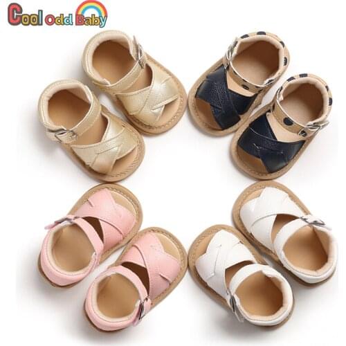 Summer Breathable Infant Shoes Baby Girl Sandals Cute Simple Pu Leather Surface Soft Non-Slip Sole Newborn Crib First Walker