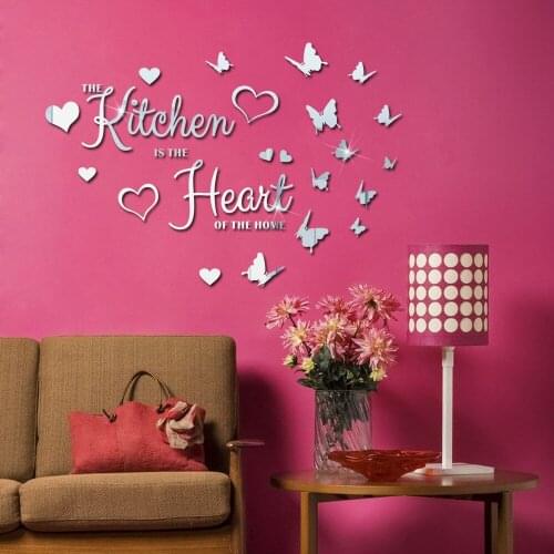 Letter Butterfly Decoration Mirror Sticker Home Bedroom Living Room Decor 3D Art Wall Decals Acrylic DIY Adhesive Wall Stickers