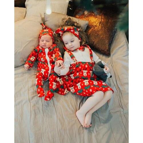 3Pcs Children Christmas Outfits Lapel Long-Sleeves Top + Cartoon Printed Suspenders Skirt + Hairband Suit for Little Girls