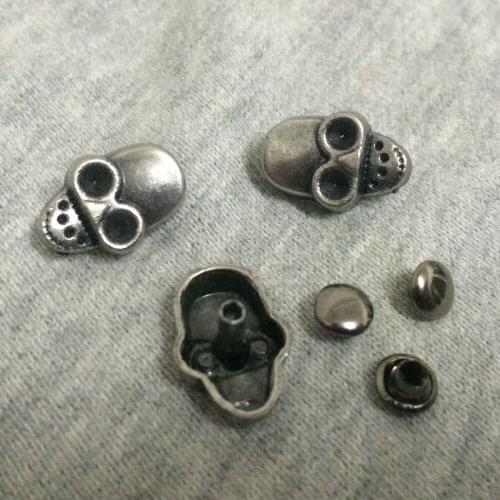 DIY 50PCS 11X16MM Antique Silver Skull Head Studs Rivet Punk Studs Spike Shoes Belt Bag Accessories Leather Craft Shipping Free