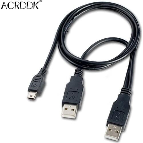 Dual USB 2.0 Type A to USB Mini 5-Pin Type B x1 Y Data & Power Cable FC