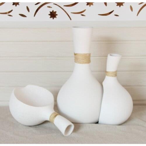 Ceramic Porcelain Tabletop Vase Collection Set (3 Pcs) with Fashion Inovation Design G7501452 Free Shipping
