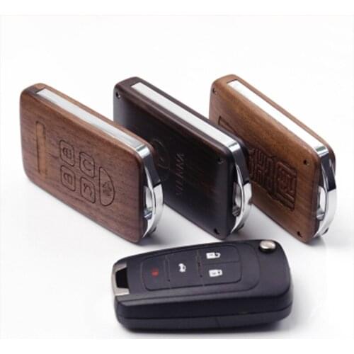 Buttons Remote Car Key Cover Case for Exelle Remote Control Refit Wooden Car Key Fob Shell Replacement (case only)