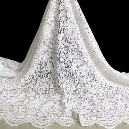 Cord lace fabric Shining crystal Fabric French guipure Lace Fabric, White Bridal Wedding lace sequin sliver Tissu bc