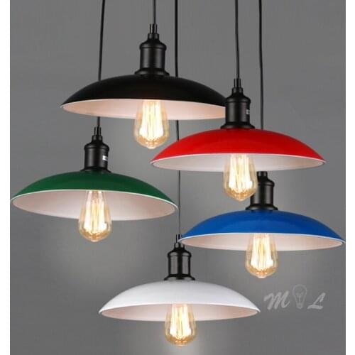 Loft Industrial Pendant Light Colourful Plate Hanging Lamps for Bar Restaurant Suspension Luminaire Vintage Pendant Lamp Fixture