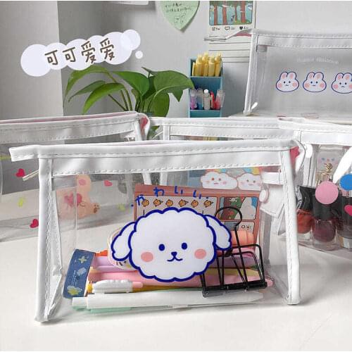 Cute Cartoon Pencil Case Large-capacity Japanese Transparent Large-capacity Primary School Students Simple Stationery Box