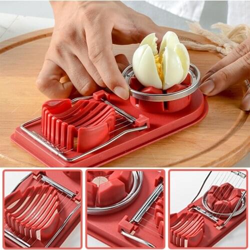 Multipurpose Stainless Steel Wire Egg Slicer 2-in-1 Hard-Boiled Eggs Cutter Fruits Slicers Home Kitchen Accessories Egg Tools