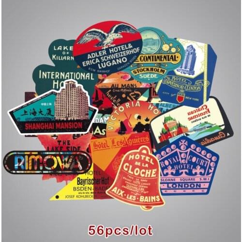 Stickers Global Travel Vintage International Hotel Personality Tide brand graffiti sticker 50 pcs Kawaii Dream Cartoon Stickered