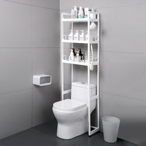 Nordic Style Plastic Bathroom Floor Type Storage Rack 1/2/3 Layer Bathroom Shelf Adjustable Save Space Storage Shelf ZH309