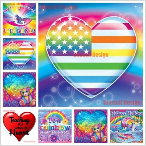 New 5d diamond painting colorful heart love 5d diamond embroidery full USA 5d diamond mosaic sale decortion home wall sticker