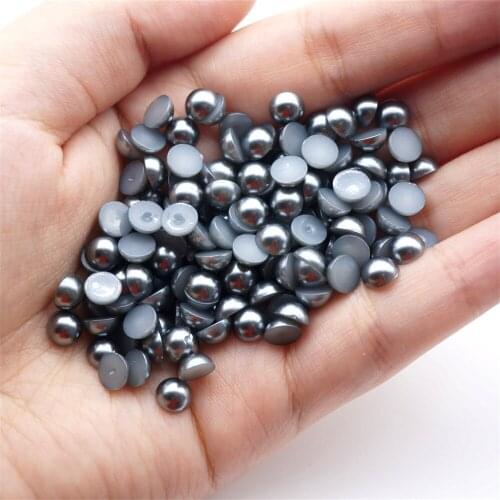 2-12mm Dark Gary Flat Bottom Semicircular Resin Diy Loose Beads For Decorative Accessories For Manicure Mobile Phone Case