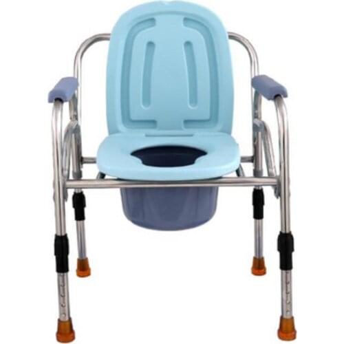 Adjustable height portable toilet camping convenient foldable adult commode strong load-bearing mobile home shower chair