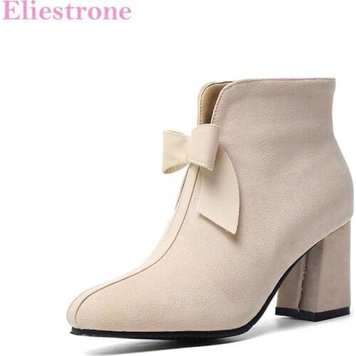 Sale Brand New Fashion Beige Black Women Ankle Casual Boots High Heels Lady Shoes LS925 Plus Big Small Size 11 32 43 46
