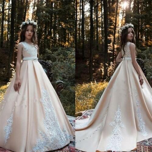 Luxury Lace Flower Girls Dresses for Wedding Pageant Party Birthday Girls Dresses